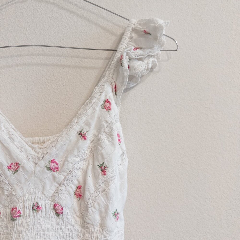 LoveShackFancy Finny Dress Embroidered Floral White Mini Dress, Size Small - Picture 7 of 10